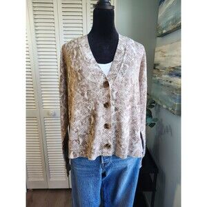 Ann Taylor Snake Print Cotton Cardigan Medium Oversized